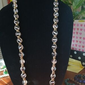 Elegant Gold and Clear Beaded Necklace